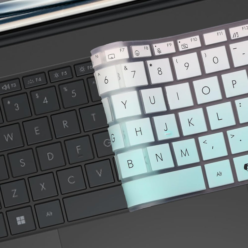 Keyboard Cover for ASUS ZenBook A14 UX3407, ZenBook S 14 UX5406, ZenBook S 16 UX5606 UM5606 UM5606WA, ZenBook A16 UX3607 14-inch Laptop US Layout Keyboard Protective Cover Skin-OmbreMint OmbreMint