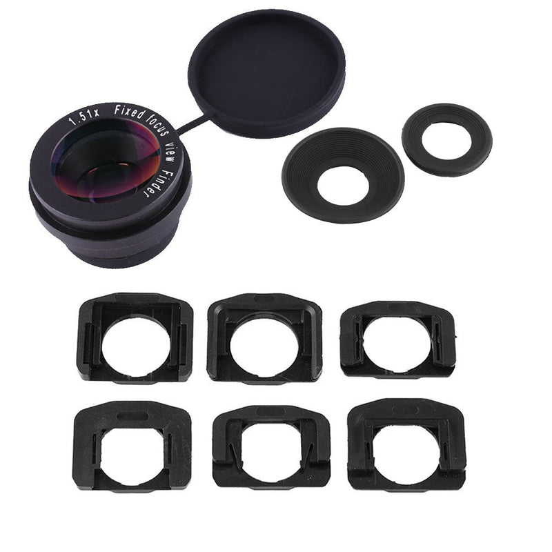 ASHATA 1.51X Camera Viewfinder, DSLR Camera Fixed Focus Eyepiece Magnifier Eyecup with 6 Magnifier Mount Bases, 1.51X Viewfinder Magnifier for DSLR Camera, ASHATAbxqfsm5icn