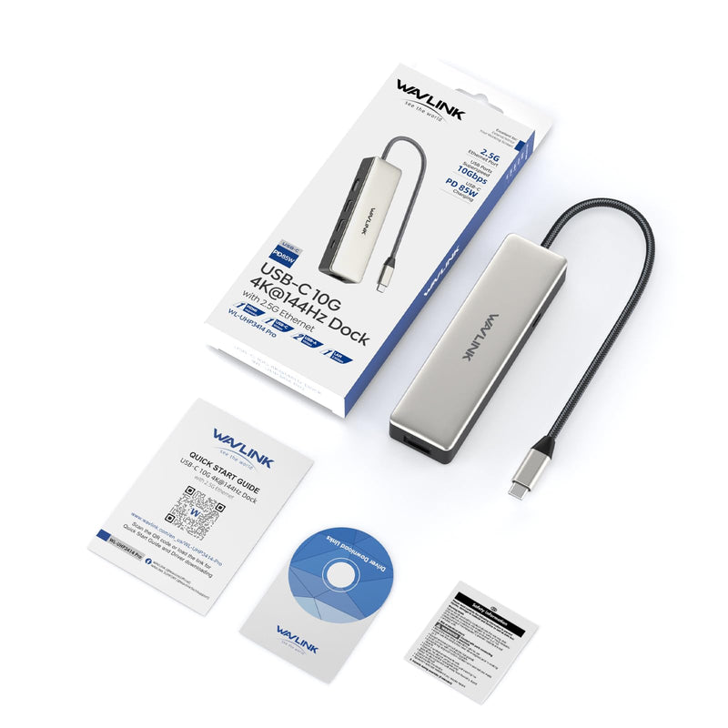USB C Hub 2.5G Ethernet, WAVLINK 10Gbps USB C 3.2 Hub with 100W Power Delivery, 4K@120Hz HDMI 2.1, 3*USB3.2 Gen 2, 2.5G RJ45 Ports, Fit for MacBook Pro/Air iPad Dell HP Lenovo Asus Acer UHP3414-PRO