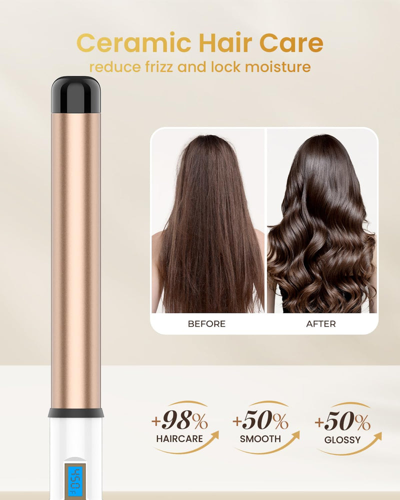 32MM Hair Curling Wand Extra Long Barrel, Ceramic Curling Iron Tongs for Long Hair, Professional Dual Voltage Hair Curler with Adjustable Temperature 32mm