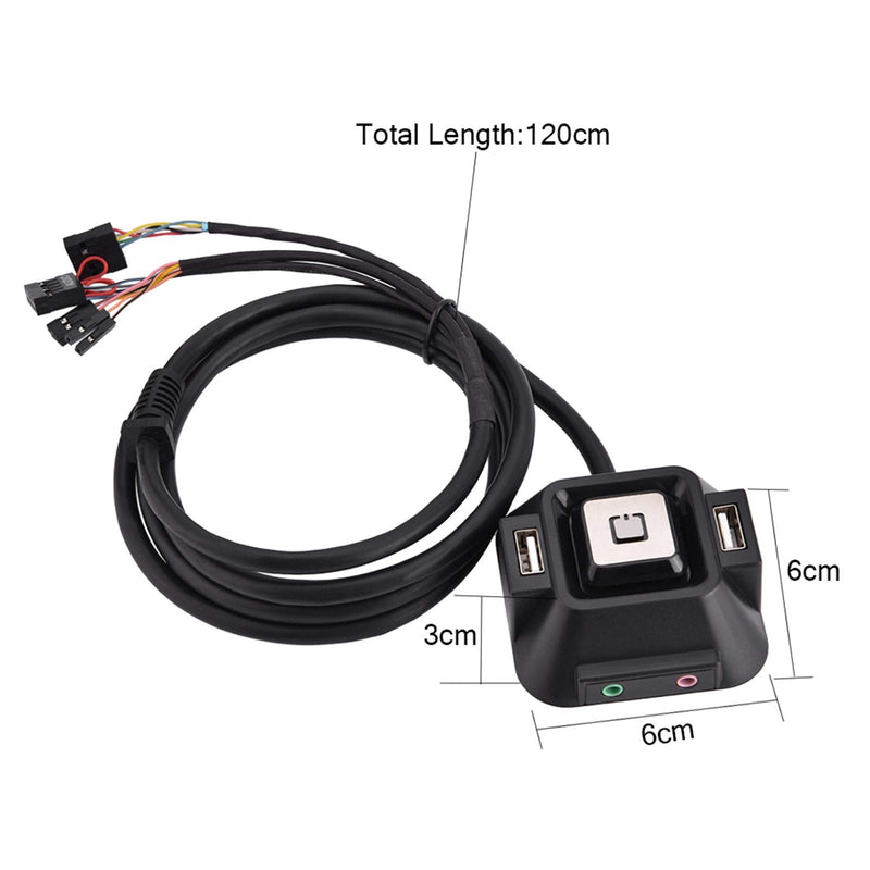 Zerone Desktop PC Switch Button Electricity Supply On/Off Reset HDD Push Button Reset Switch + USB Ports + Audio Ports for Desktop Computer Case