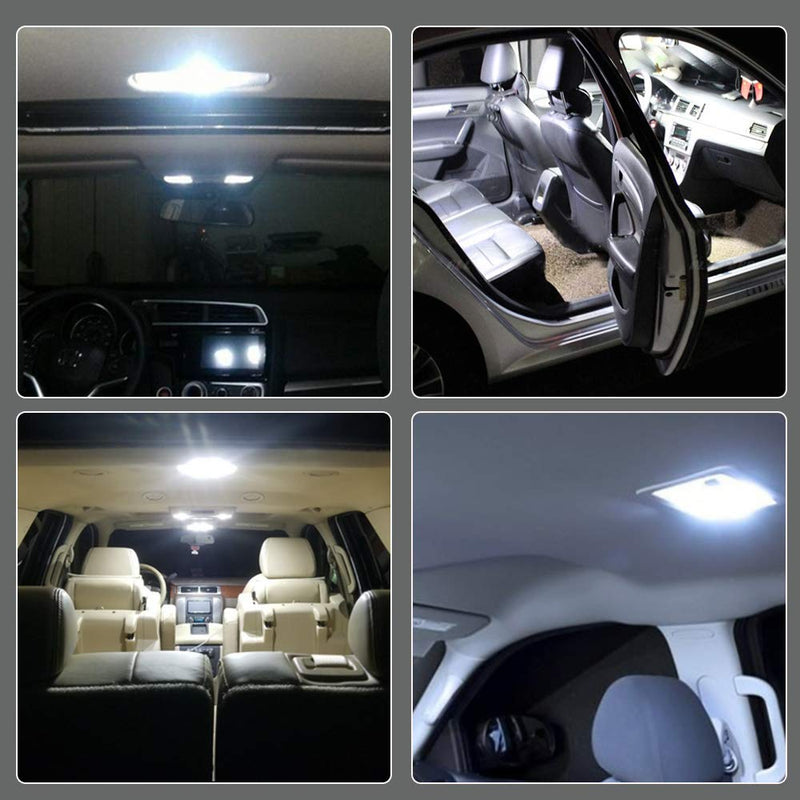 YM E-Bright 4-Pack White Led Panel Dome Light Lamp, COB 48-SMD Led Interior Car Lights Auto Dome Lights Interior with T10 /BA9S/ Festoon Adapters, DC-12V COB 48SMD