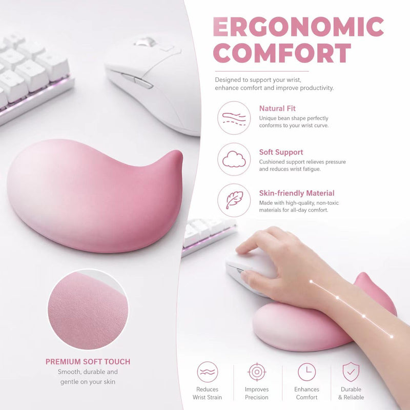 Pink Mouse Wrist Rest, Ergonomic Memory Foam Wrist Support | Non-slip base and soft memory foam provide lasting comfort for work, study, gaming, and everyday computer use.