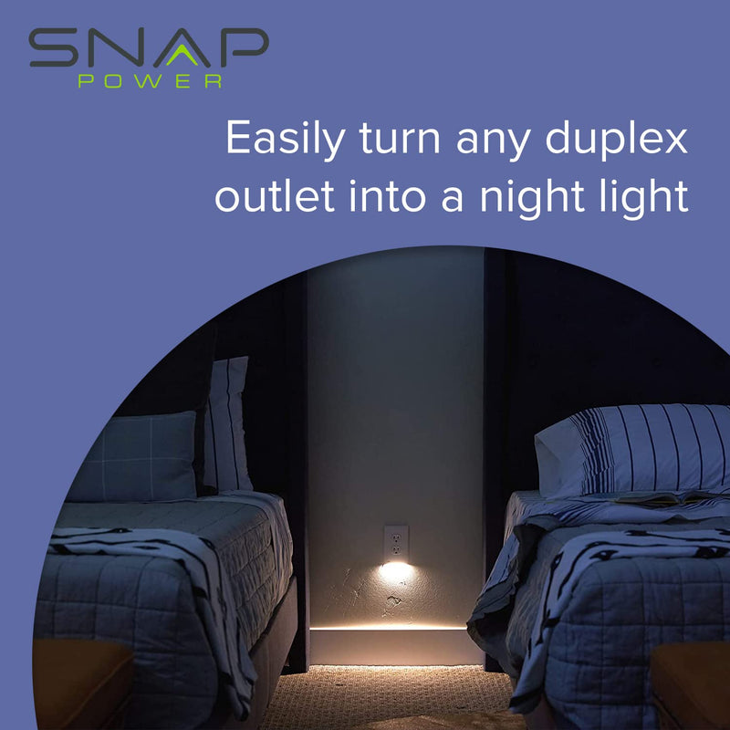 2 Pack - SnapPower GuideLight [For Duplex Outlets] - Replaces Plug-In Night Light - Electrical Receptacle Wall Plate With LED Night Lights - Auto On/Off Sensor - (Duplex, Light Almond)