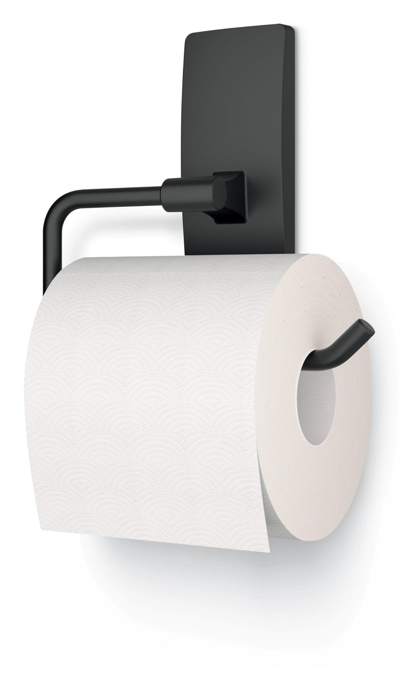 Command Toilet Paper Holder Matte Black with Water Resistant Command Strips, Rust Resistant Bathroom Organizer Large