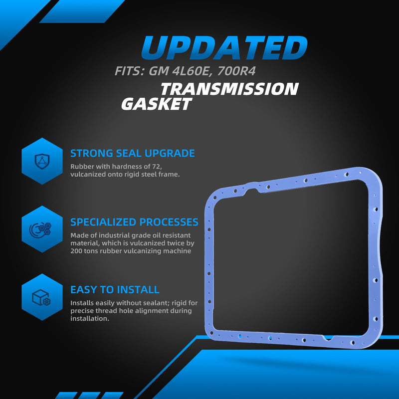 Transmission Oil Pan Gasket Fit for GM 4L60E, 700R4, Compatible with Moroso 93104. Upgraded with Steel Shim Inside, Made of High Durometer Vulcanized Rubber, Thicker, Durable, Better Sealing