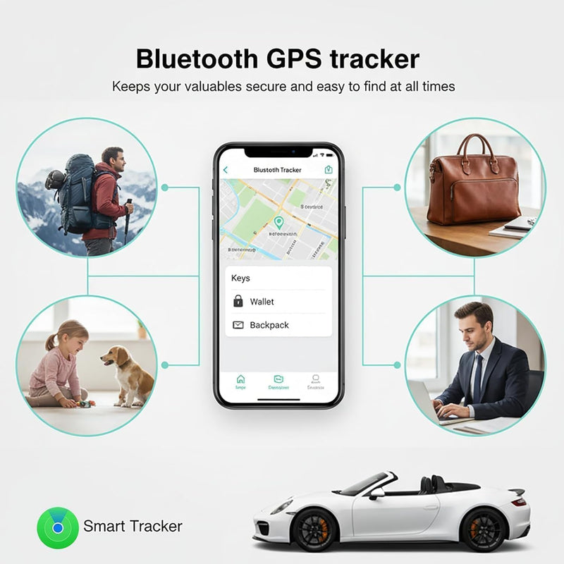 2 Pack GPS Tracker for Vehicles Works with Apple Find My iOS Only | Mini GPS Tracking Device Hidden Item Finder Global Tracking No Monthly Fee No SIM Replaceable Battery for Car Keys Luggage
