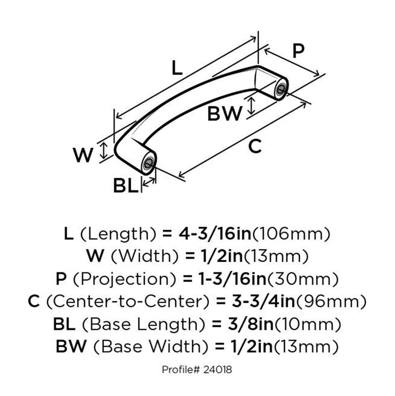 Amerock | Cabinet Pull | Satin Nickel Matte | 3-3/4 inch (96 mm) Center to Center | Essential'Z | 4 Pack | Drawer Pull | Drawer Handle | Cabinet Hardware 96 mm Center-to-Center (Pack of 4)
