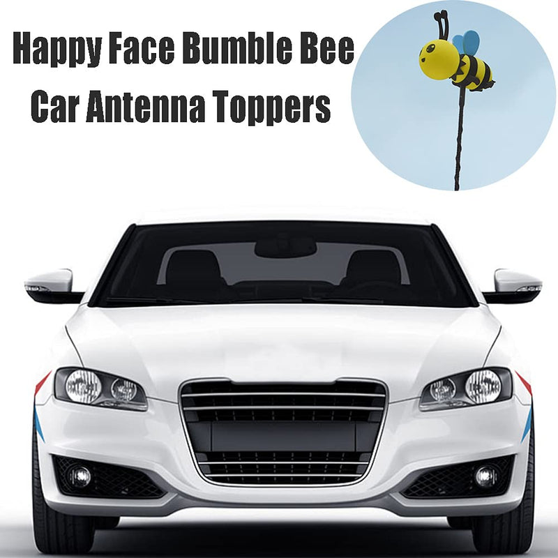 Car Aerial 3 Pcs Car Aerial Toppers Cute Honey Bee Aerial Balls Happy Face Bumble Bee Car Stickers Funny Antenna Hats