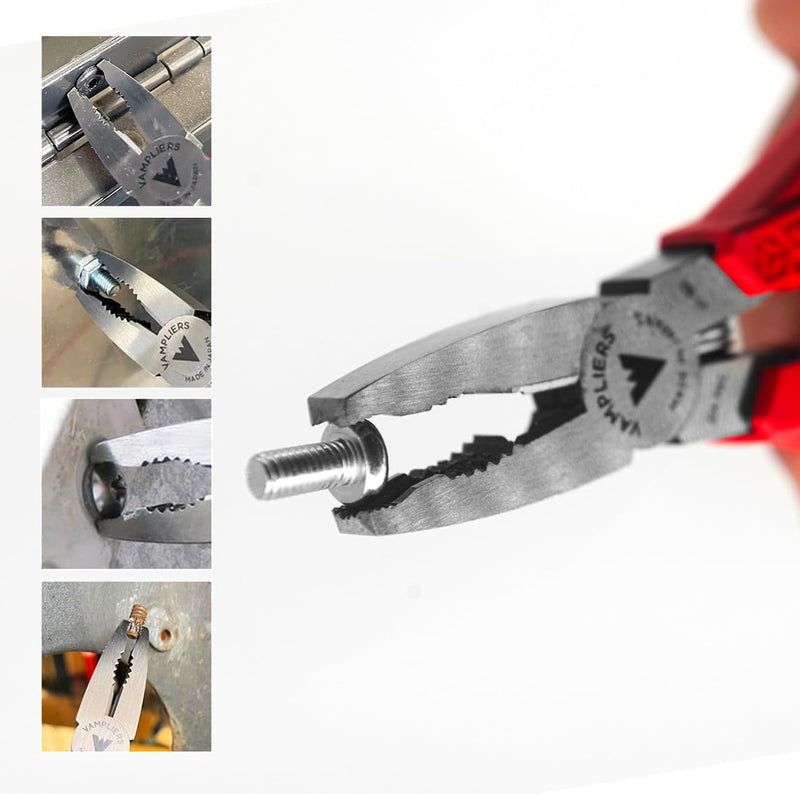 VAMPLIERS 6.25" Stripped Screw Extractor Pliers. Made in Japan. Time-Saving Screw Removal Tool Quickly Extracts Rusted, Stuck, Damaged Screws & Fasteners. 6.25" Vamplier