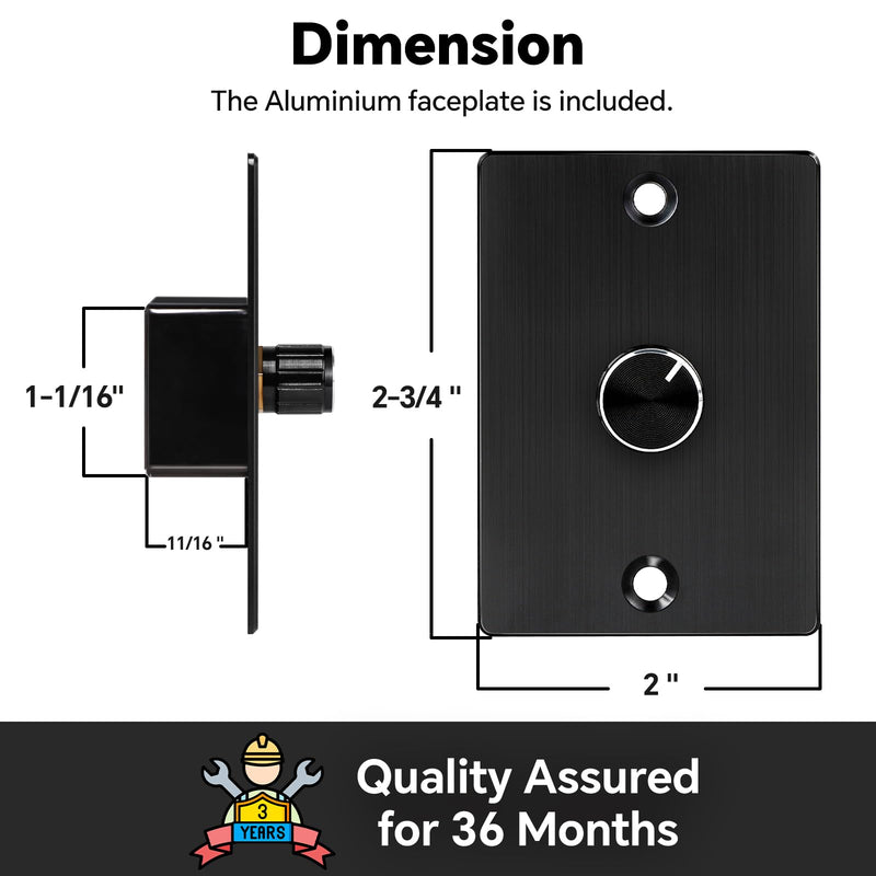 Acegoo RV Light Dimmer Switch DC 12V Aluminum High-Side PWM Dimmer, Perfect for Camper Van Boat Trailer Truck Cars Strip Light, Rotary Dimming (6A-Black) 6A-Black