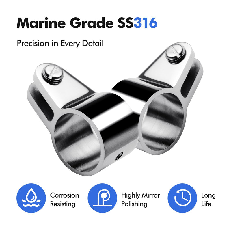 Bimini Top Fitting Hardware,Boat Jaw Slide Clamp 316 Stainless Steel Canopy Extension Parts Railing Accessories Marine Equipment for Boats 1-1/4 inch - 2 PACK