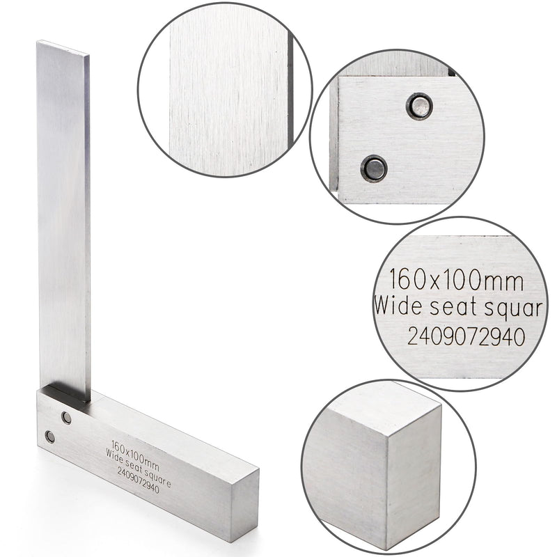 Machinist Square Set 2, 3, 4, 6 Inch, Mechanical Engineer Hardened Steel High Precision Squares, 90 Degree Wide Base Square Tool L-Type Right Angle Ruler Tool for Woodworking
