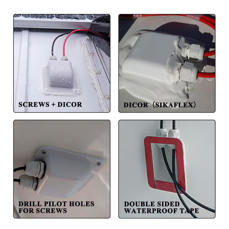 Weatherproof ABS Solar Double Cable Entry Gland for All Cable Types 2mm² to 6mm² for Solar Project on Rv, Campervan, Boat 2mm² to 6mm² White