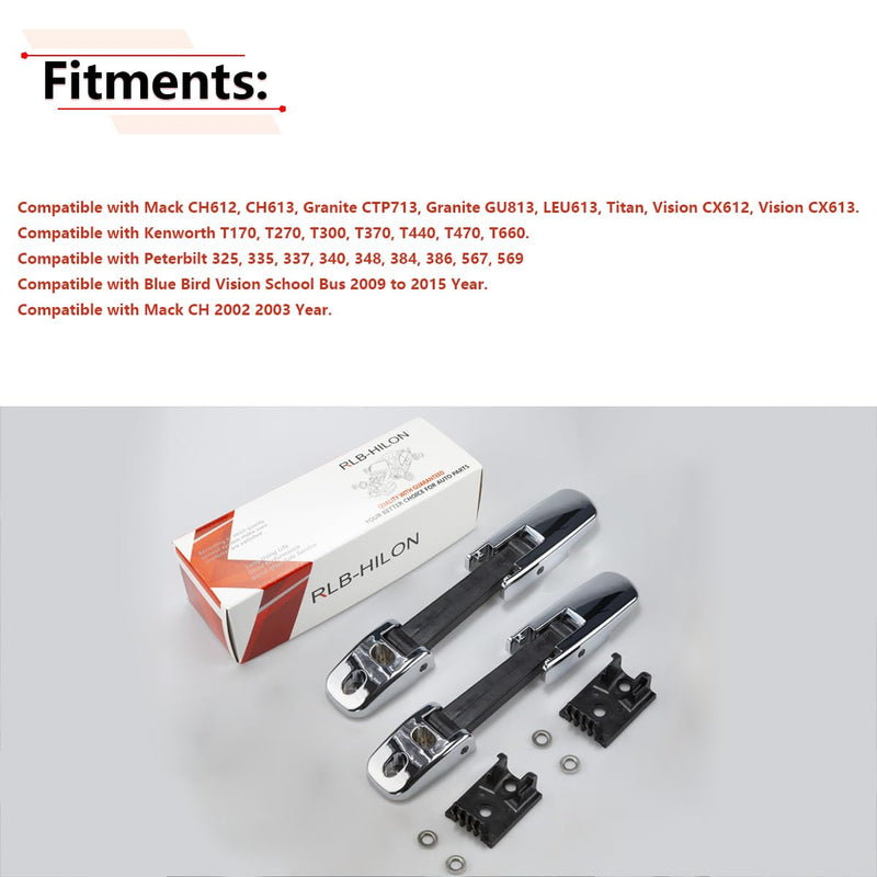 RLB-HILON 1Pair Hood Latch Compatible with Kenworth T170 T270 T330 T370 T660, for Peterbilt 325 335 337 340 348 384 386 567 569 579, for Mack CH612 CH613, for Blue Bird Vision School Bus Chrome
