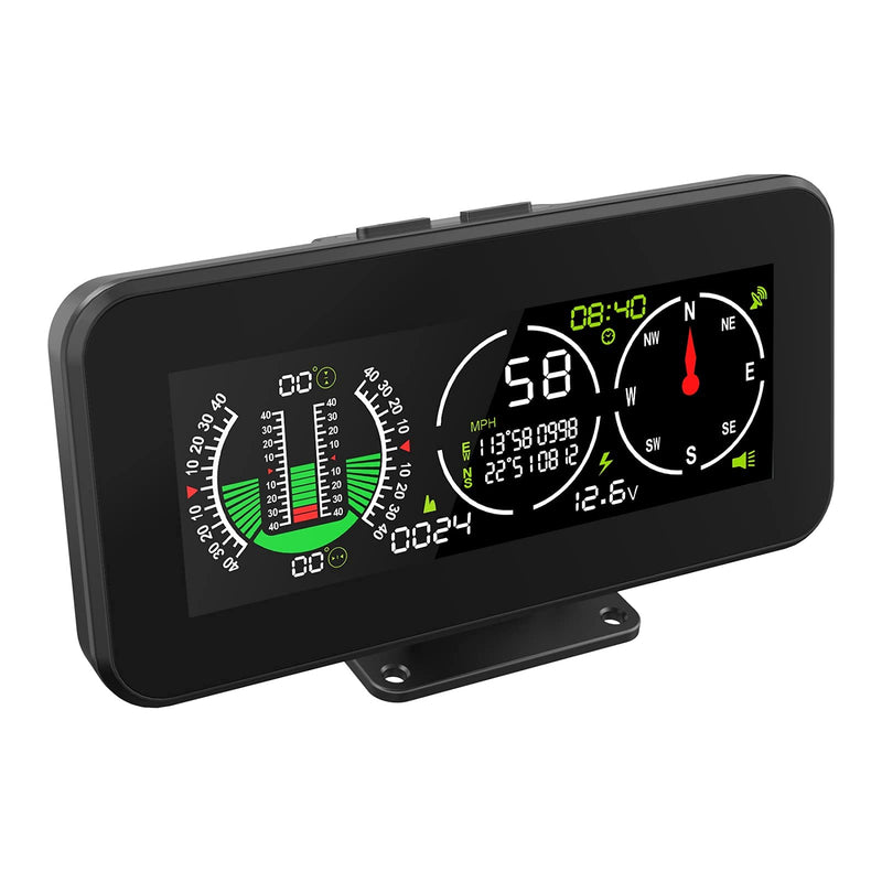 GPS Car Digital Inclinometer for Off Road Vehicles, Head Up Display DC 10-30v Multifunctional Vehicle Clinometer Digital Speedometer with Coordinate Display M60
