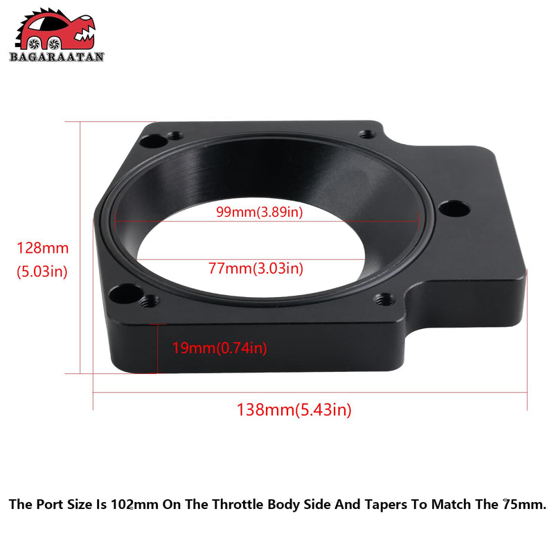 92mm LS Throttle Body Adapter Compatible WithLS1 3 Bolt Intake Manifold to LS3 4 Bolt Throttle Body DBC LM7 LR4 LQ4 LS6 L59 LQ9 LM4 L33 LSX 4.8L 5.3L 5.7L 6.0L Replacement for 551513 92mm Throttle Body Spacer Adapter