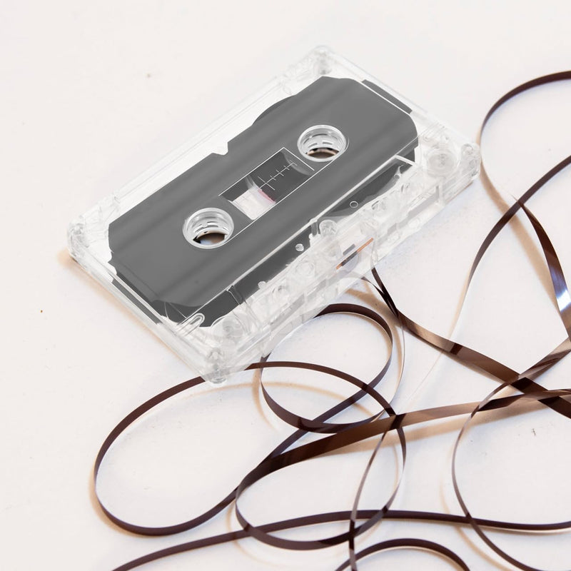 6 Pcs Blank Audio Cassette Tapes, Black Plastic 60-Minute, Recordable Tape Recorder Transparent Box Music Voice Memos (3.93x2.52 Inch)