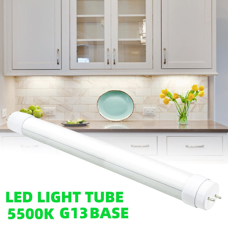 F15T8 LED Replacement Bulb,7W,5000K Daylight White,F15T8 LED Tube Light Rotatable End Caps,Frosted Cover,85-265VAC (120V 2Pack). 120V-2pack