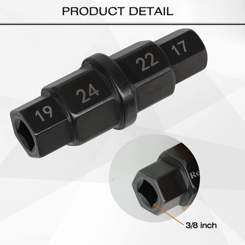 Motorcycles Hex Axle Tool Steady Hex Bit Socket Set Black Spindle Socket Adapter Tool 12mm,14mm,17mm,19mm,22mm,24mm with Gloves, 6 in 1 (6 in 1)