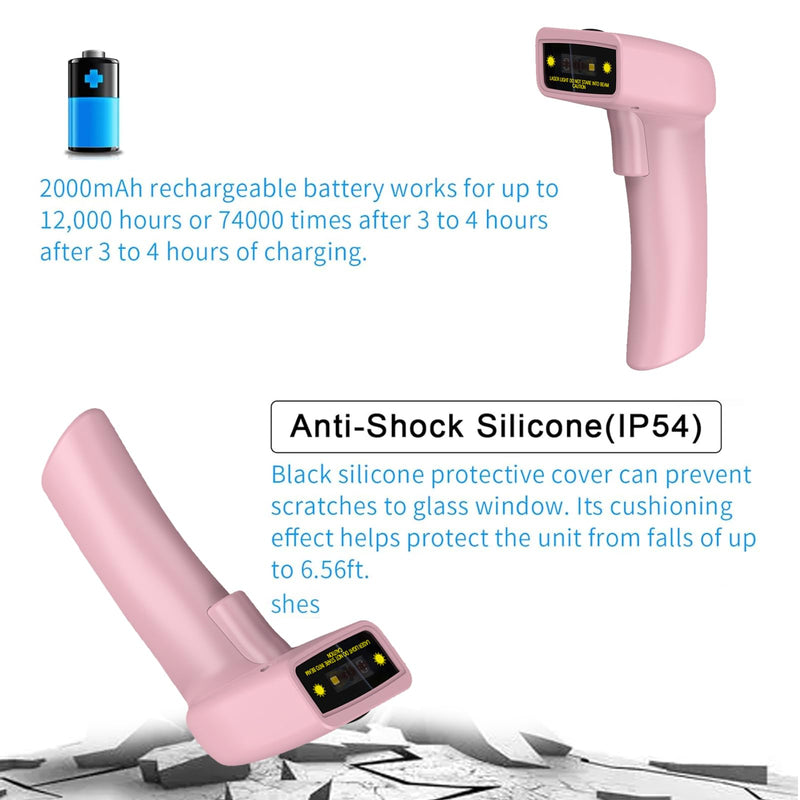 USB Wireless Barcode Scanner,Symcode Handheld Laser 1D Bar Code Reader Scanner (2.4GHz Wireless & USB2.0 Wired) Rechargeable Cordless 1D Barcode Scanner Wireless 1D Wireless Scanner Pink
