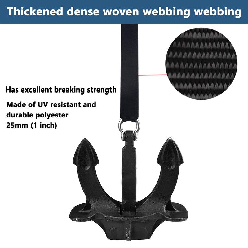 Two Hooks Adjustable Bimini Boat Top Straps,23"~60" Marine Awning Webbing Straps, Pack of 2 Black