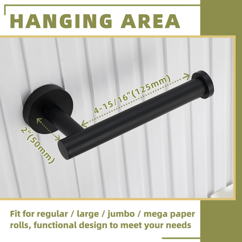 APLusee Matte Black 2 Pieces Bath Accessories Set, Hand Towel Ring and Toilet Paper Holder, Stainless Steel Bathroom Hardware, Wall Mounted Matte Black Round Shape