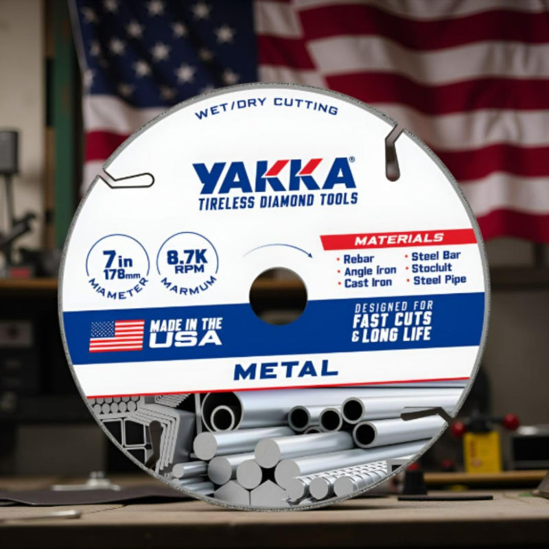 Yakka 7 Inch Metal Cutting Segmented Diamond Blade cuts a Wide Range of Metals, Made with Advanced Electroplating Technology for a Long Life & Comes with 7/8 inch Arbor & 5/8 inch Reducer Ring 7.0"
