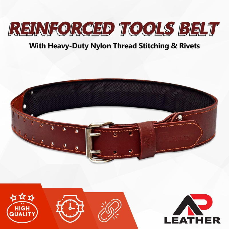 Pro-501 Oil Tanned Leather Tool Belt for 30" to 52" Waist, Premium Leather with 4MM thickness Tool Belt Padded Maroon