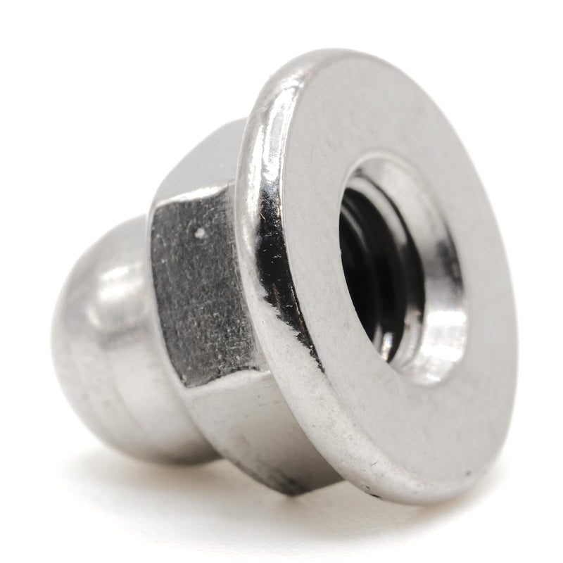 ReplacementScrews License Plate Retainer Screws/Nuts Compatible with Volvo OEM Part 968458 (Screws onto Existing Stud) - Tall Dome/Acorn Head with Flange - Stainless Steel Cap (Pack of 4)