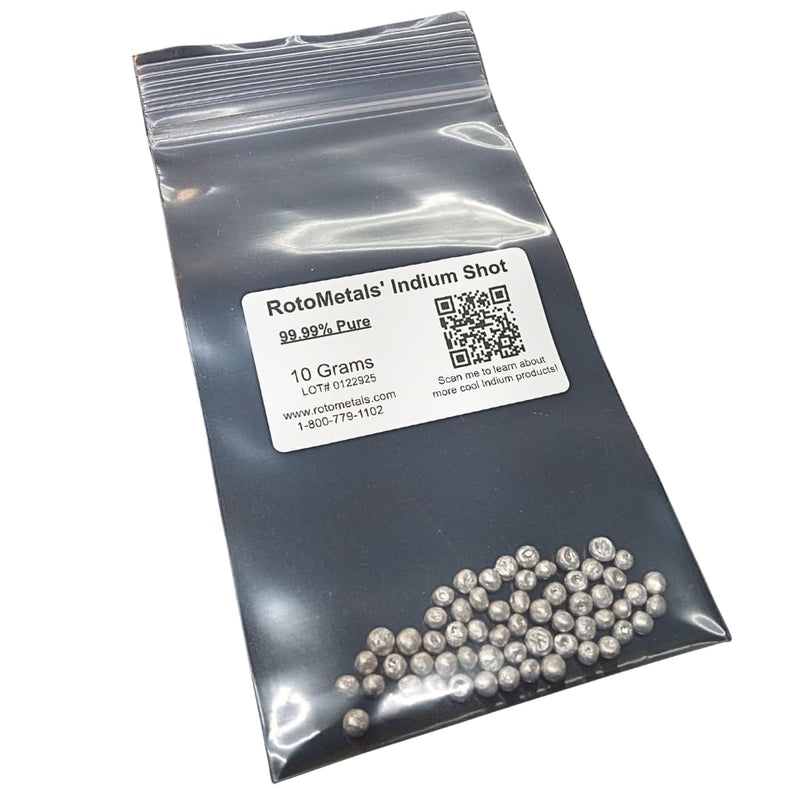 Indium Metal Shot 99.99% Pure, 10 Grams