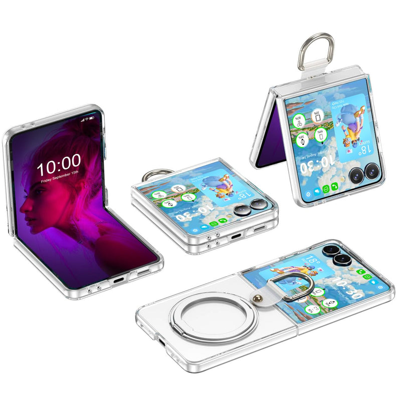 Clear Z Flip 8 Case with Ring 360 Kickstand Hinge Protection for Samsung Flip 8 Case Protective Cover for Galaxy Z Flip 8 5G (2026) - Clear