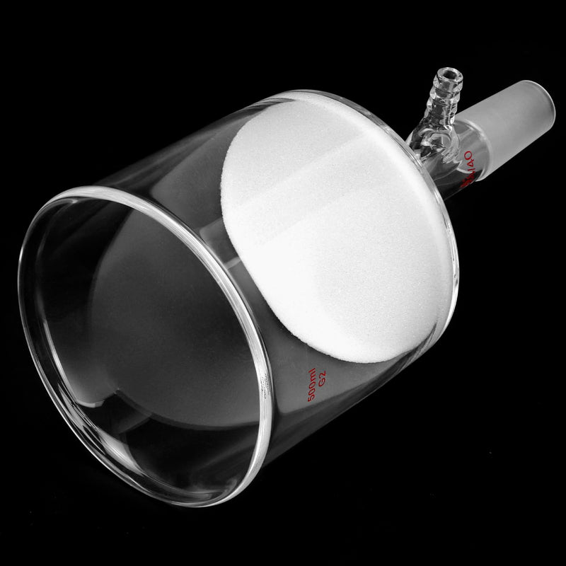 QWORK 500ml Borosilicate Glass Buchner Filtering Funnel with Medium Frit (G2) - 24/40 Standard Taper Inner Joint & 100 Pcs 93mm Filter Paper