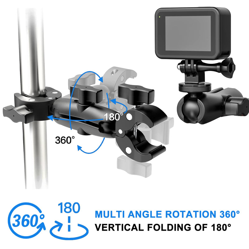 Super Clamp Double Camera Clamp, Crab Plier Clip Bracket Monitor Magic Arm Adapter for Desk Photo Studio Light Stand, Photography Reflector, Photo Boom Stand, Cross Bars, Pole Stick Shoot Accessories Height:8.8"Double Handlebar Clamp