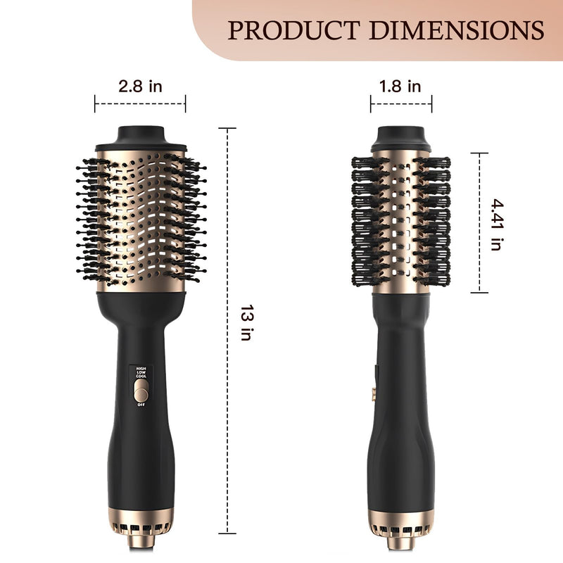  [AUSTRALIA] - Hair Blow Dryer Brush, 3 in 1 Hair Brush for Fast Drying, Straightening and Curling, Creat Voluminous and Smooth Hair, Ceramic, Temperature Adjustable