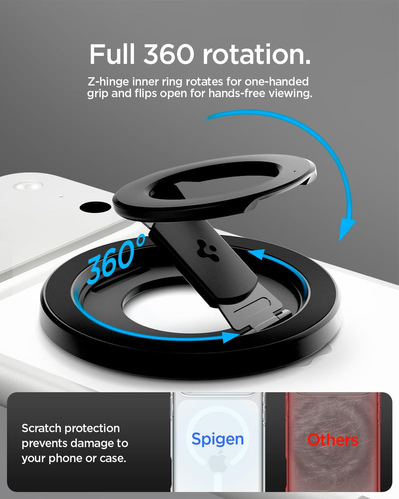 Spigen for MagSafe Phone Grip, O-Mag Ring MagFit Dual Magnet Hinge Holder | For iPhone 17-12, Pixel 11-10 & Galaxy S26-S24, Z Fold 8 Ultra/Z Fold/Flip 8- 7 with Magnetic Case 360° Rotation for Gym, Car Black
