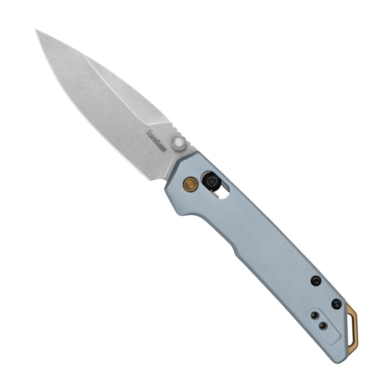 Kershaw Mini Iridium Folding Pocket Knife, 3 inch D2 Steel Blade, DuraLock, Aluminum Handle, Pocketclip Gray