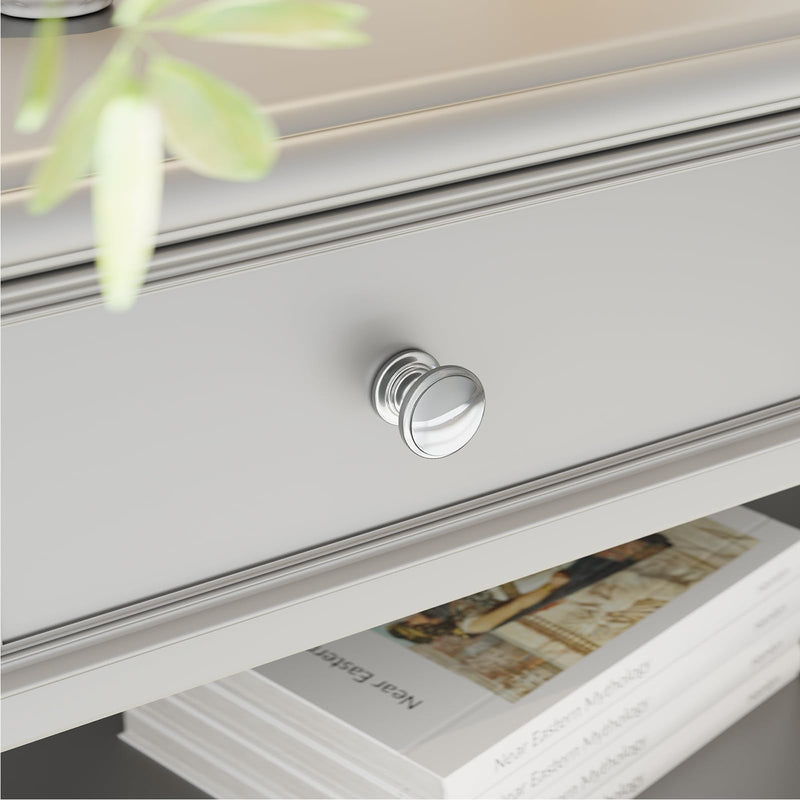 10 Pack Cabinet Knobs 1-3/16 Inch Round Polished Chrome Dresser Drawer Knobs Zinc Alloy Hardware with Wide Base for Kitchen Bedroom Bathroom 10 Pack