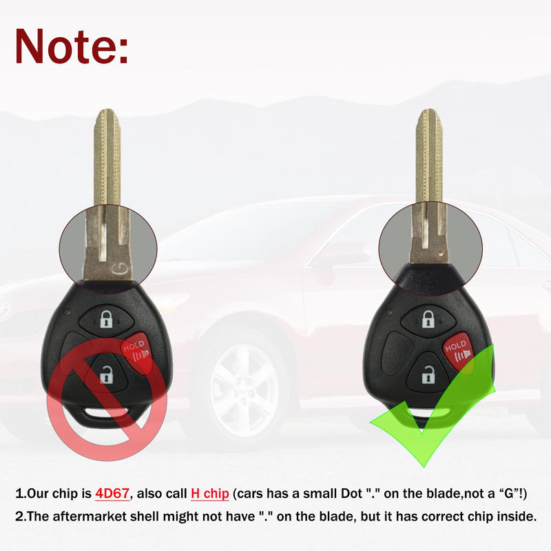 MechanMagic Key Fob Remote Replacement Fits for Toyota Yaris/Scion IQ TC XD (FCC ID:MOZB41TG) 2007 2008 2009 2010 2011 2012 2013 Keyless Entry Remote Control (4D67 Dot Chip)