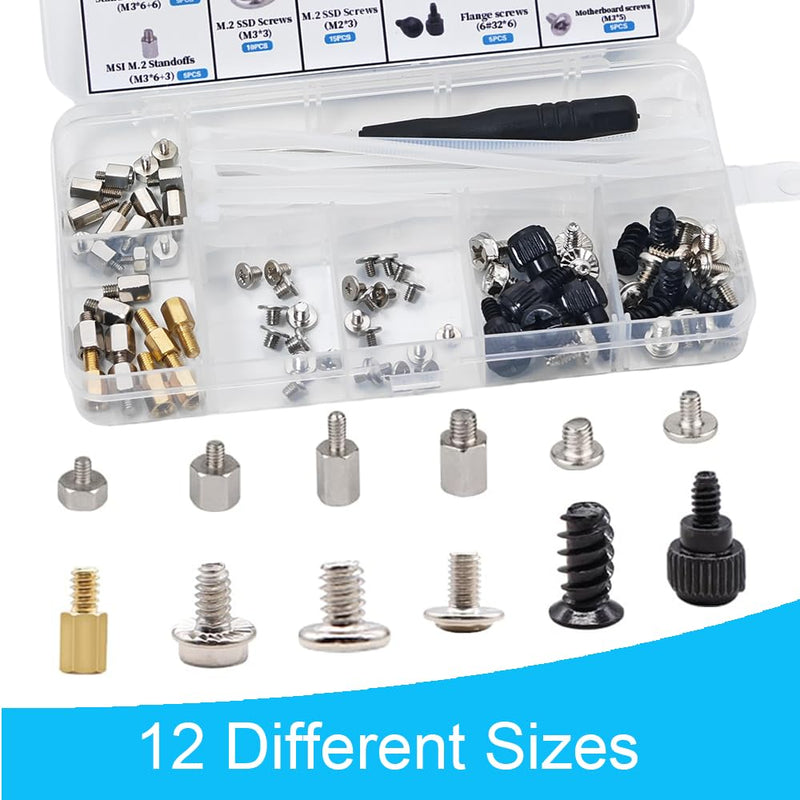 M.2 Screws, Motherboard Screw for Asus Gigabyte Asrock MSI Motherboards, Computer Screws for HDD, SSD, Fan, Power Supply, PC Case - PC Screws, M.2 Standoff and Screw