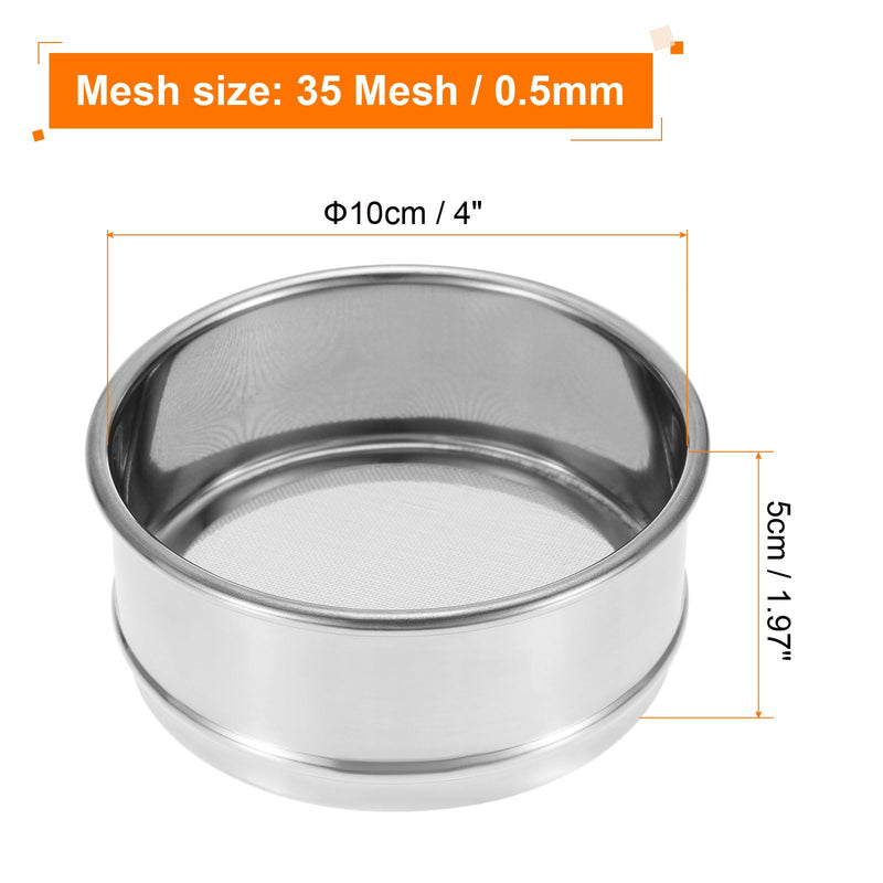 PATIKIL 35 Mesh Lab Sieve, 4" Diameter Test Sieve 304 Stainless Steel Wire Cloth (0.5mm) for Industrial Laboratory 35 Mesh(0.5mm)