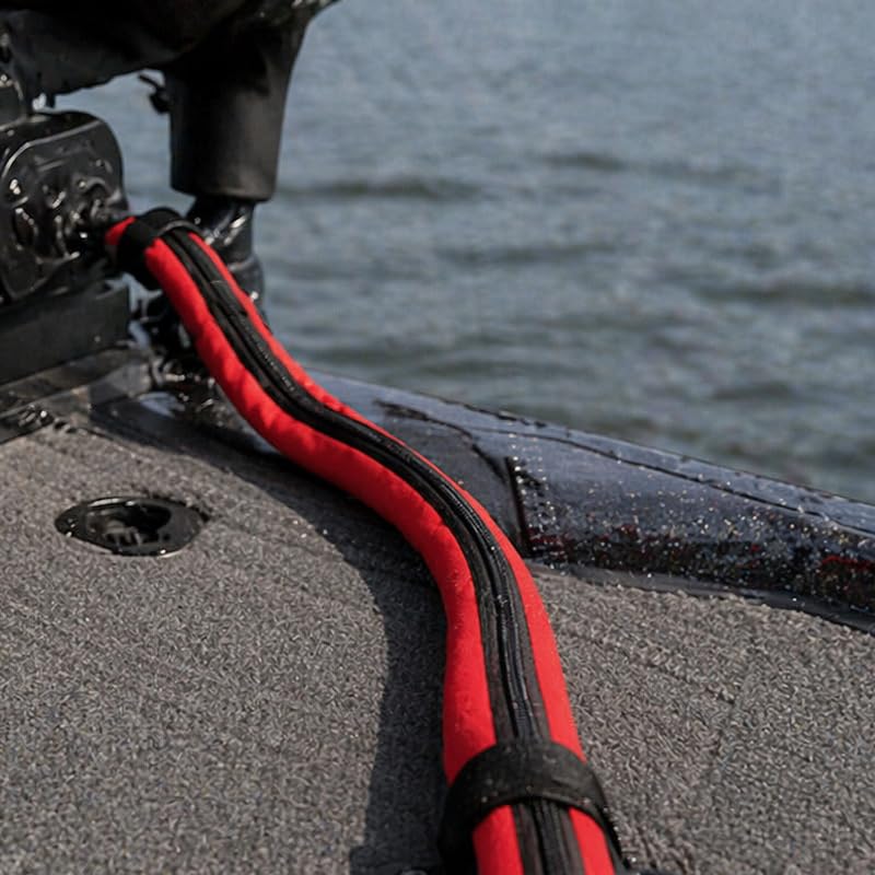 48" Zippered Trolling Motor Cable Sleeve, Trolling Motor Sleeve & Outboard Motor Sleeve Cover for Protection & Management (Red) Red