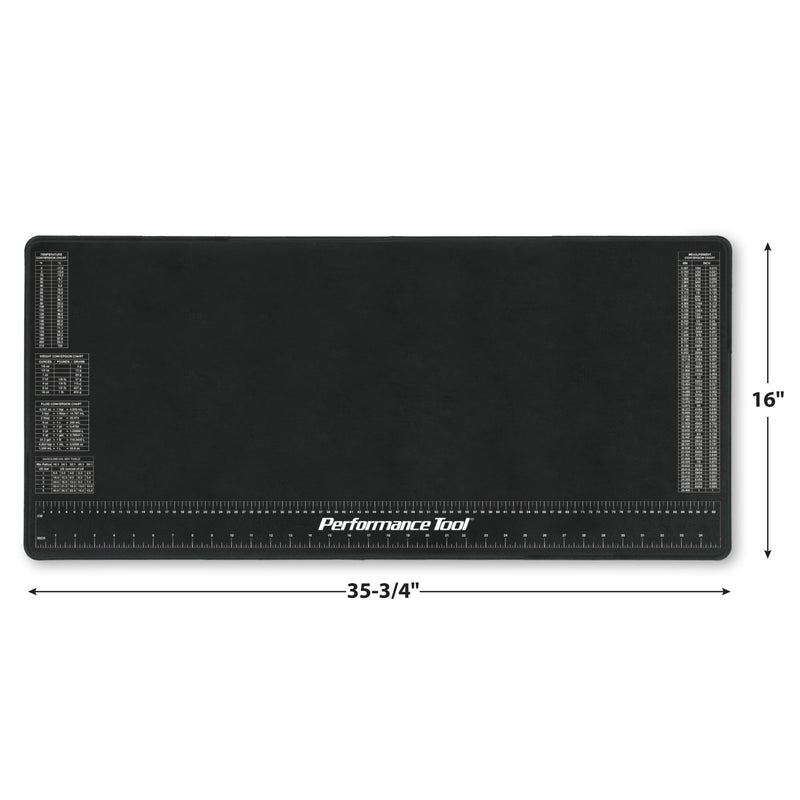  [AUSTRALIA] - Performance Tool W88977 Neoprene Mat with Ruler and Reference Charts, Chemical Resistant, 16-Inch x 35.75-Inch, Protects Work Surface from Solvents and Oils