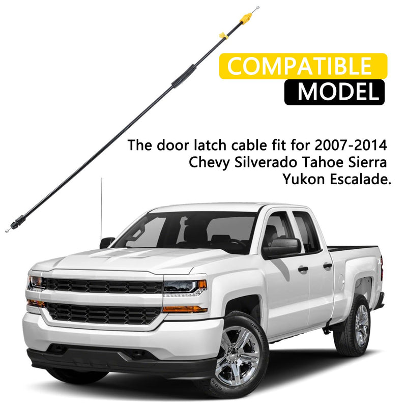 Door Latch Cable Compatible with 2007-2013 Silverado GMC Sierra, 25.8 in. Front Left or Right Door Lock Cable Connect with Inner Door Handle Yellow terminal