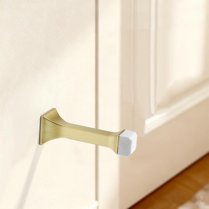 Khtumeware 10 Pack Brushed Gold Heavy Duty Solid Rigid Door Stop-3",with Soft Rubber Tip, Zinc Door Stopper Protect Wall & Door,Satin Gold
