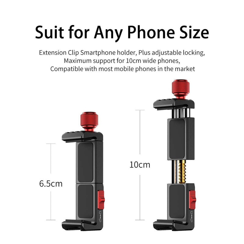  [AUSTRALIA] - ULANZI ST-14 Smartphone Tripod Mount Adapter Aluminum with Cold Shoe, 360° Cell Phone Stand Holder Clamp for iPhone 13 12 11 Max Pro iPhone X XR Xs 6 7 Plus