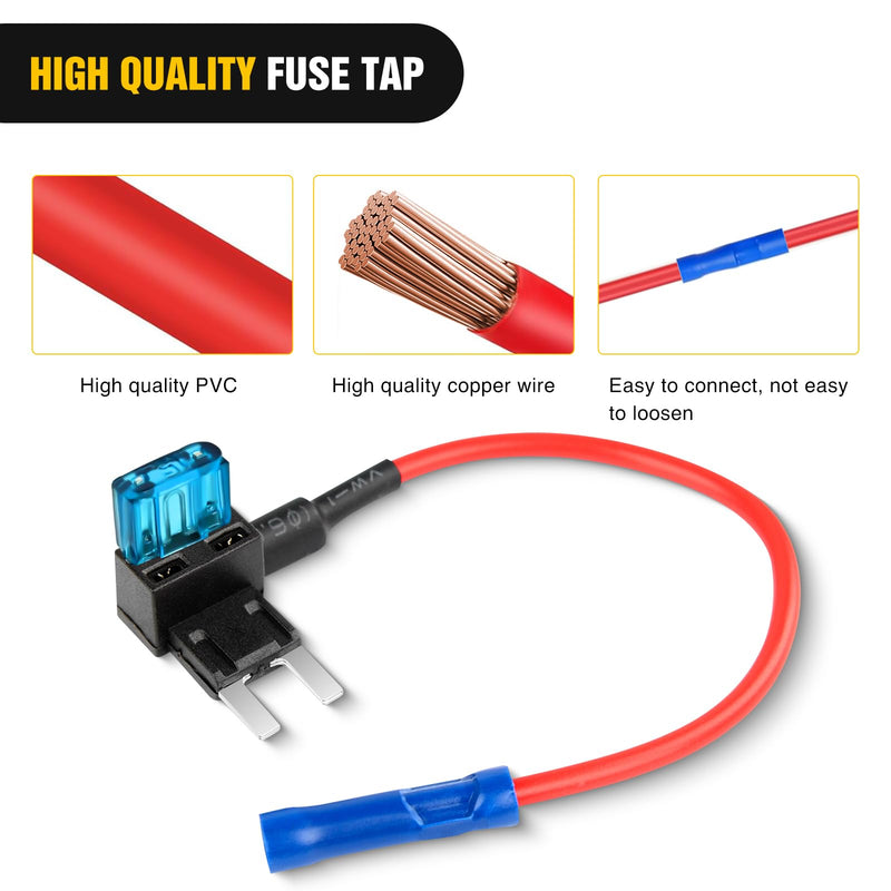 Nilight Fuse Holder Add-a-circuit Fuse TAP Adapter Mini ATM APM Blade Fuse Holder-10 Pack , 2 years Warranty 10Pcs Mini