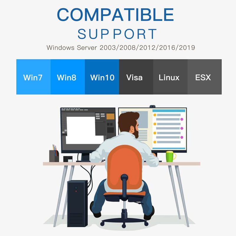 H!Fiber 10Gb PCI-E Network Card NIC, Dual RJ45 Copper Ports, Compare to Intel X540-T2, with Intel X540-BT2 Chip, PCIe X8, 10Gbase-T Ethernet LAN Adapter Support Windows Server/Windows/Linux/VMware ESX X540-10G-2T(2xRJ45)