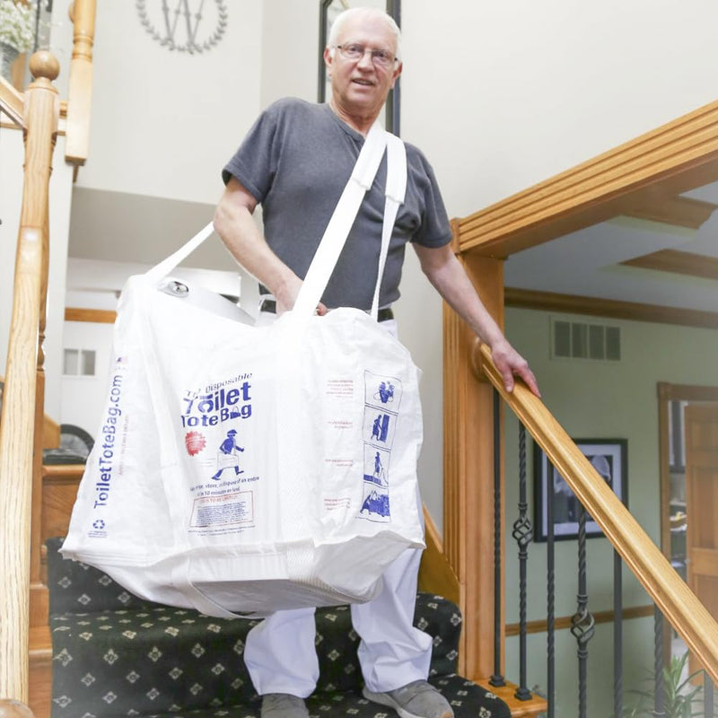 Toilet Bag - Lift, Carry, Store, Service & Remove Toilets | Professional Plumber Carrying Bag | Plumbing Tools & Parts - Flapper, Fill Valve, Flush Handle, Snake, Repair Kit & Wax Ring Plain White Bag