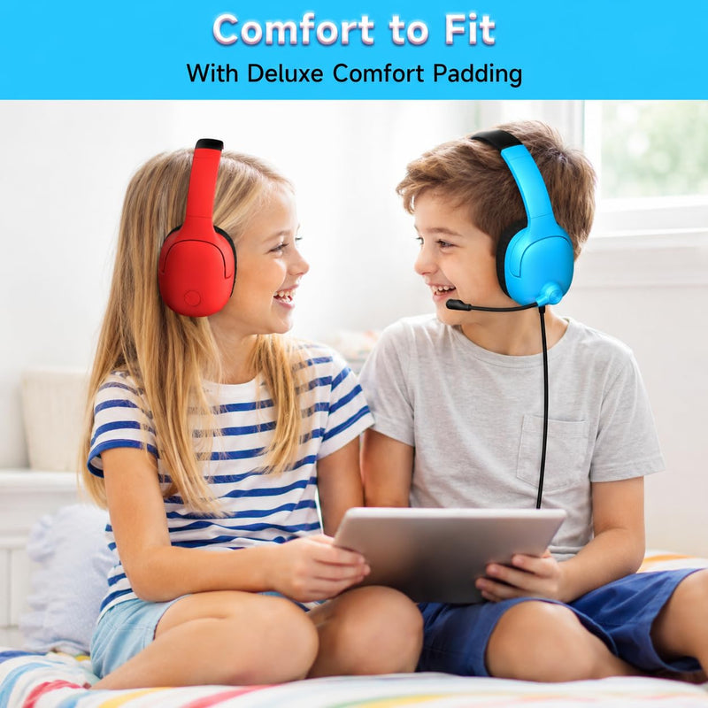 AOC Wired Gaming Headset for Nintendo Switch 2/OLED/Lite with Mic | 3.5mm Stereo, Noise Cancelling Microphone for PS5, PC, Fortnite, Red/Blue